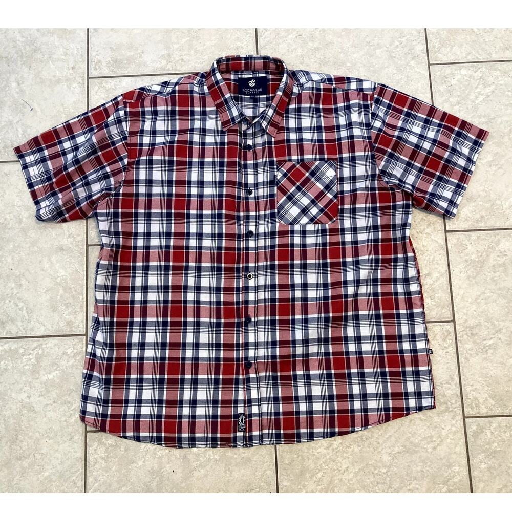 Vintage Y2K 90s Rocawear Plaid Shirt 4XL Big Short Sleeve Button Up Hip Hop